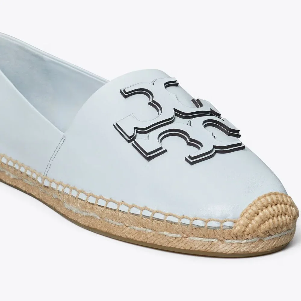 Tory Burch $228 Ines Espadrille Flats Pale Icy Blue Leather 9.5 10